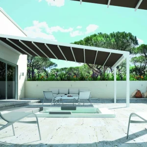 Pérgola de lona tensada Fúlvia. imagen del catálogo del fabricante